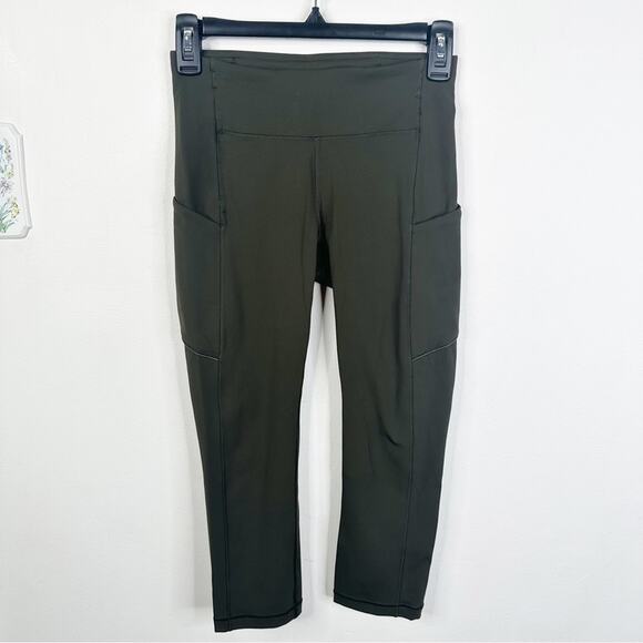 Lululemon Size 4 Speed Up Crop 21" Leggings Olive Green W6AL7S - Picture 2 of 10